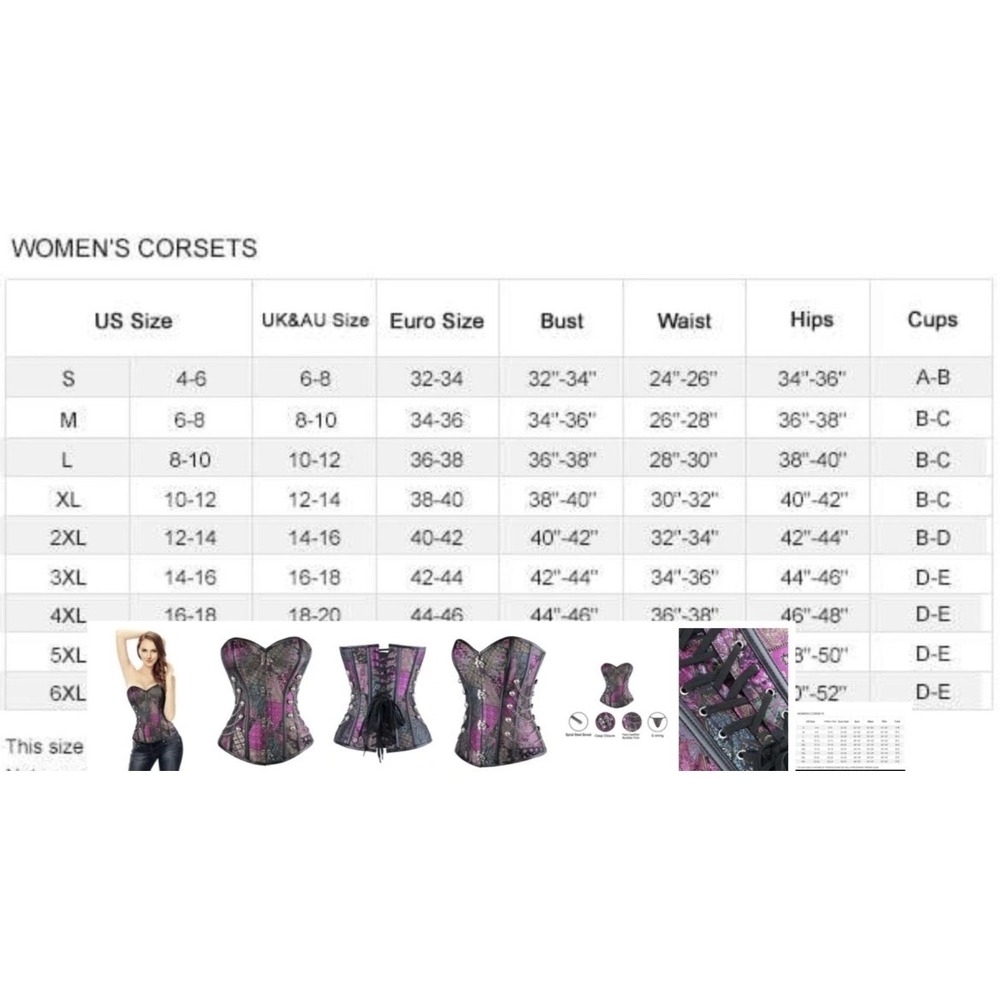 Charmian Patchwork Brocade Corset Top Womens 4XL Purple Steampunk Buckle Goth - Picture 11 of 13